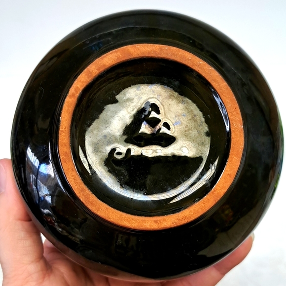 Vintage BlueMountain Pottery teal drip glaze vase made in Canada - Picture 2 of 6